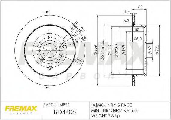 FREMAX BD4408 гальмівний диск