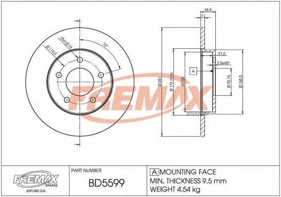 FREMAX BD5599 гальмівний диск