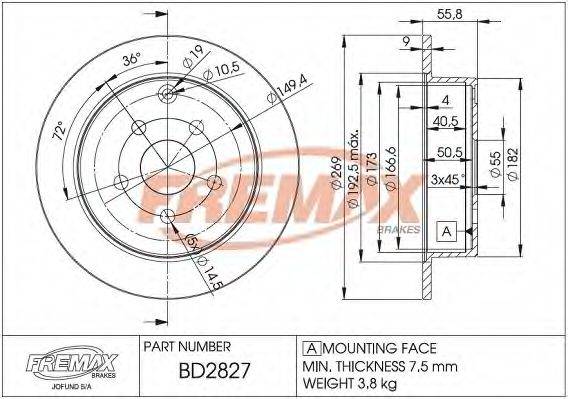 FREMAX BD2827 гальмівний диск