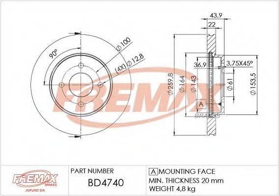 FREMAX BD4740 гальмівний диск