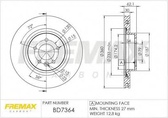 FREMAX BD7364 гальмівний диск