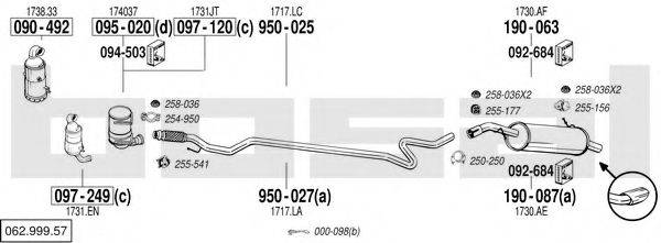 BOSAL 06299957 Система випуску ОГ