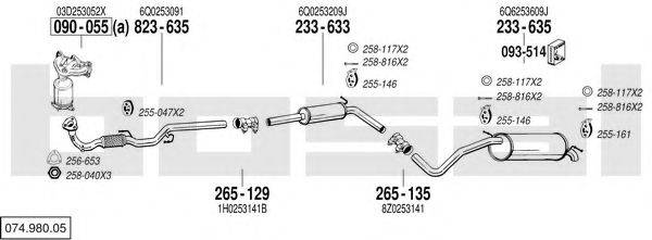 BOSAL 07498005 Система випуску ОГ