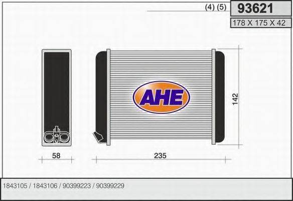 AHE 93621 Теплообмінник, опалення салону