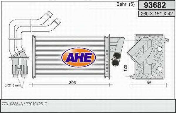 AHE 93682 Теплообмінник, опалення салону