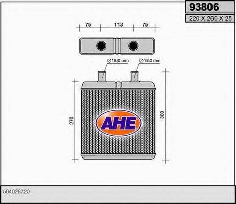 AHE 93806 Теплообмінник, опалення салону