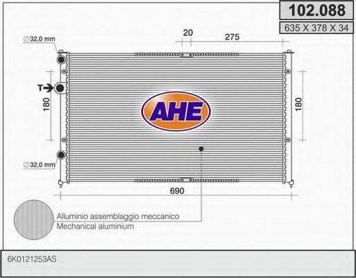 AHE 102088 Радіатор, охолодження двигуна