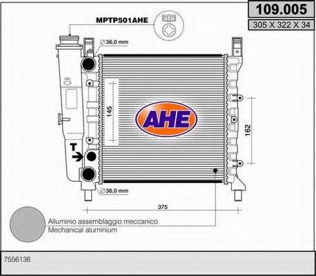 AHE 109005 Радіатор, охолодження двигуна