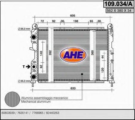 AHE 109034A Радіатор, охолодження двигуна