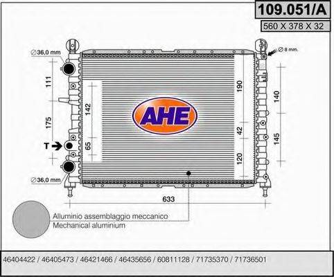 AHE 109051A Радіатор, охолодження двигуна