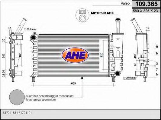 AHE 109365 Радіатор, охолодження двигуна