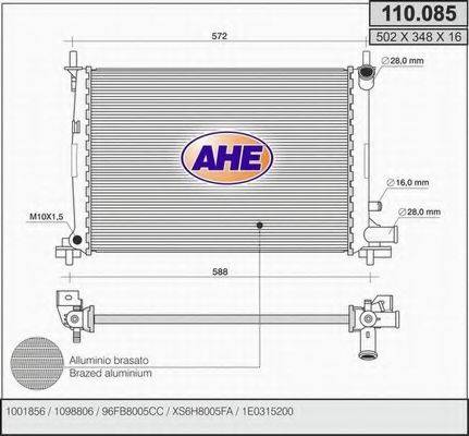 AHE 110085 Радіатор, охолодження двигуна