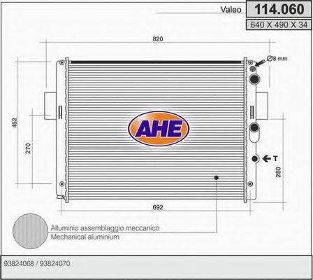 AHE 114060 Радіатор, охолодження двигуна