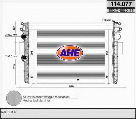 AHE 114077 Радіатор, охолодження двигуна