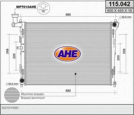 AHE 115042 Радіатор, охолодження двигуна