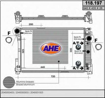 AHE 118197 Радіатор, охолодження двигуна