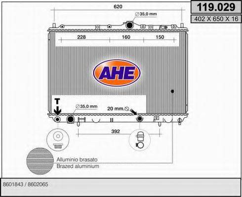 AHE 119029 Радіатор, охолодження двигуна