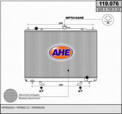 AHE 119076 Радіатор, охолодження двигуна