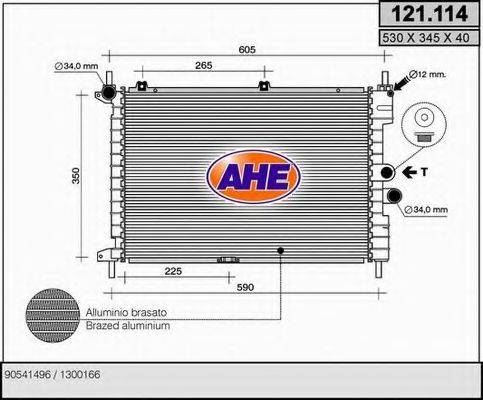 AHE 121114 Радіатор, охолодження двигуна