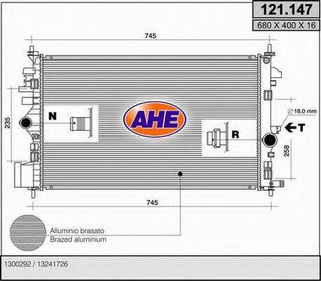 AHE 121147 Радіатор, охолодження двигуна