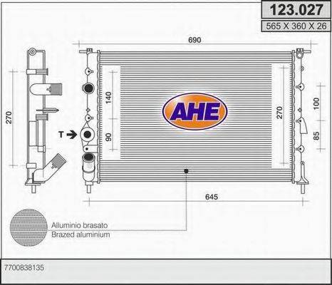 AHE 123027 Радіатор, охолодження двигуна