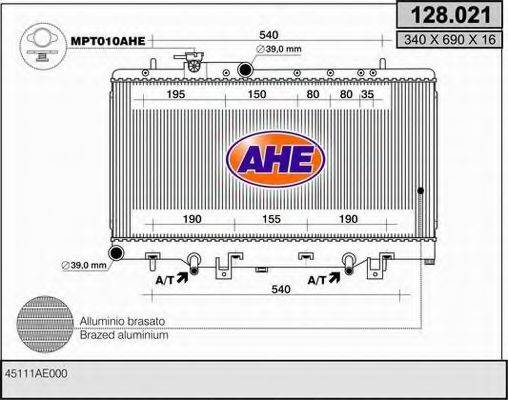 AHE 128021 Радіатор, охолодження двигуна