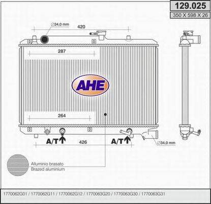 AHE 129025 Радіатор, охолодження двигуна