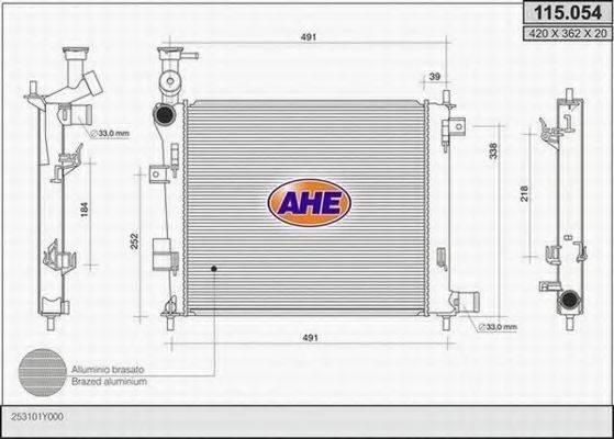 AHE 115054 Радіатор, охолодження двигуна