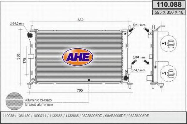 AHE 110088 Радіатор, охолодження двигуна