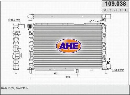 AHE 109038 Радіатор, охолодження двигуна