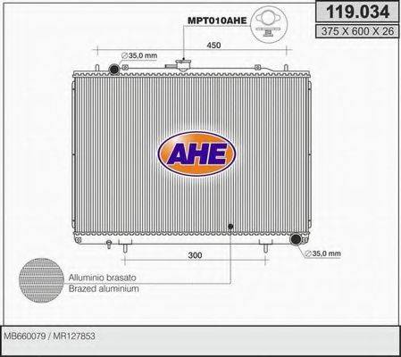 AHE 119034 Радіатор, охолодження двигуна