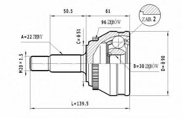 STATIM C334 Шарнірний комплект, приводний вал