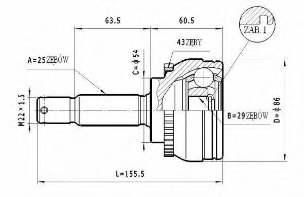 STATIM C459 Шарнірний комплект, приводний вал