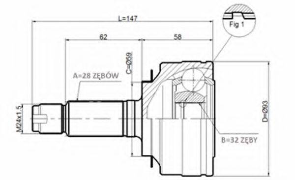 STATIM C445 Шарнірний комплект, приводний вал