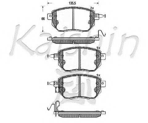 KAISHIN D1264 Комплект гальмівних колодок, дискове гальмо