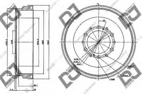 DJ PARTS BR1035 Гальмівний барабан