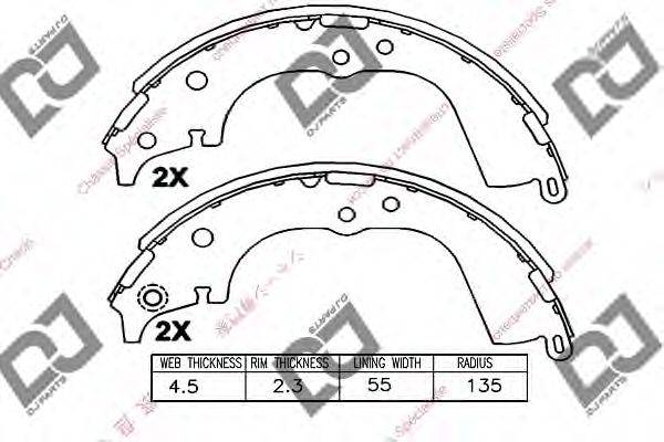 DJ PARTS BS1012 Комплект гальмівних колодок