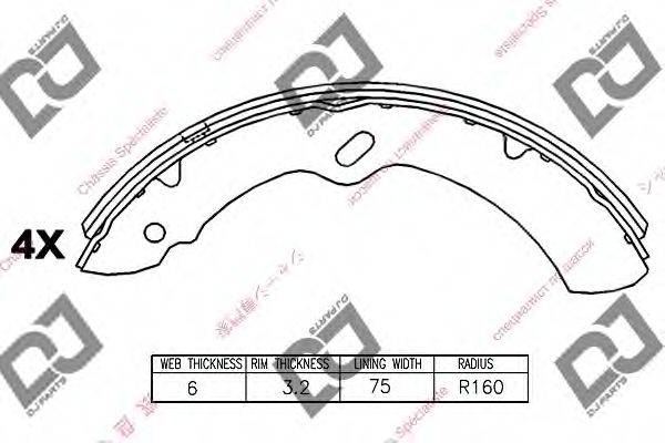 DJ PARTS BS1022 Комплект гальмівних колодок