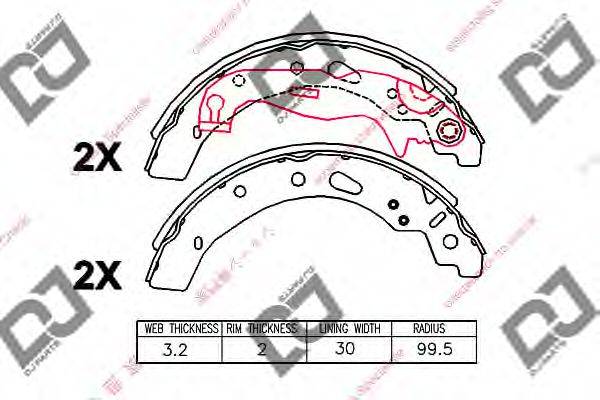 DJ PARTS BS1298 Комплект гальмівних колодок