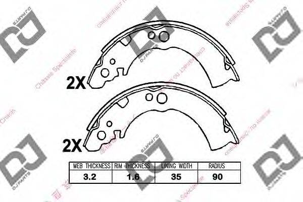 DJ PARTS BS1107 Комплект гальмівних колодок