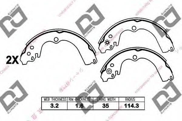 DJ PARTS BS1018 Комплект гальмівних колодок