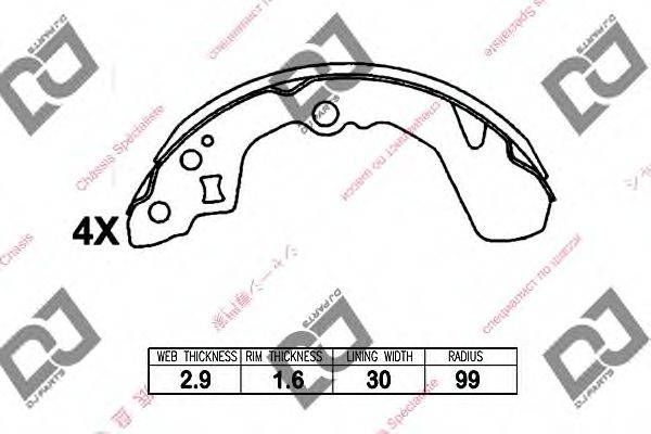 DJ PARTS BS1021 Комплект гальмівних колодок