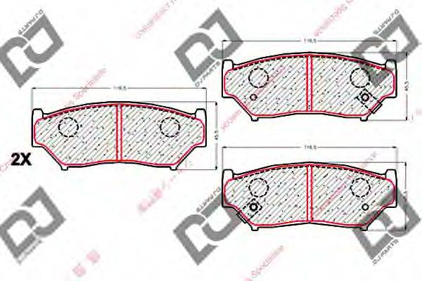 DJ PARTS BP1844 Комплект гальмівних колодок, дискове гальмо