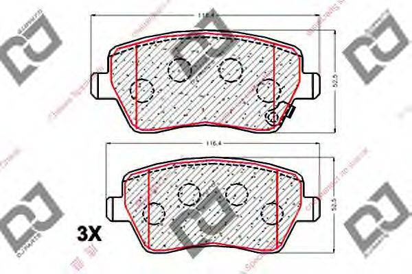 DJ PARTS BP1857 Комплект гальмівних колодок, дискове гальмо