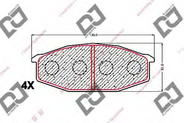 DJ PARTS BP1543 Комплект гальмівних колодок, дискове гальмо