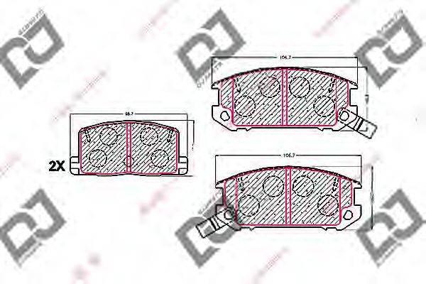 DJ PARTS BP1569 Комплект гальмівних колодок, дискове гальмо