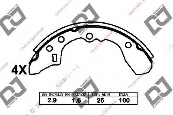 DJ PARTS BS1272 Комплект гальмівних колодок