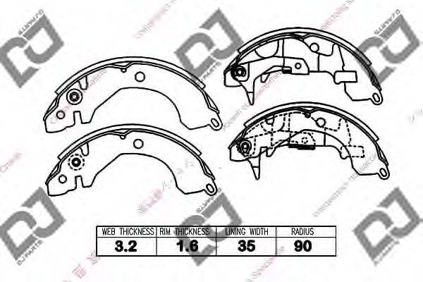 DJ PARTS BS1353 Комплект гальмівних колодок