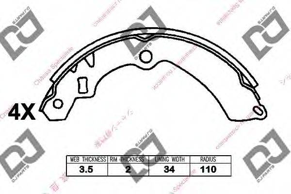 DJ PARTS BS1396 Комплект гальмівних колодок