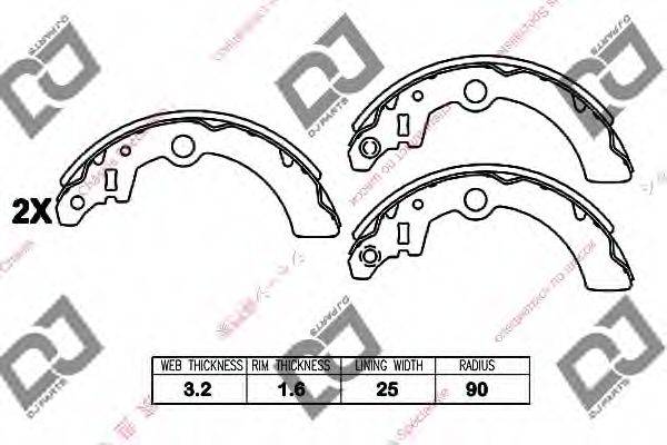 DJ PARTS BS1403 Комплект гальмівних колодок